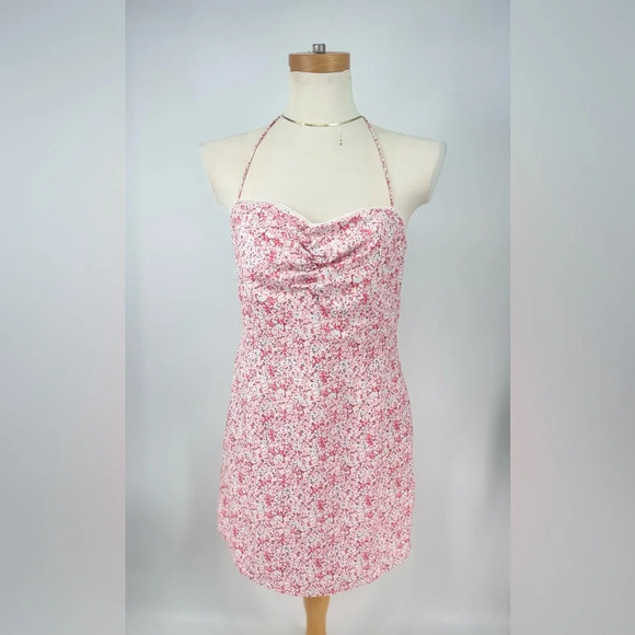 Majorelle Floral Neck Tie Lace Top Chest Cinch Mini Dress - Picture 1 of 4